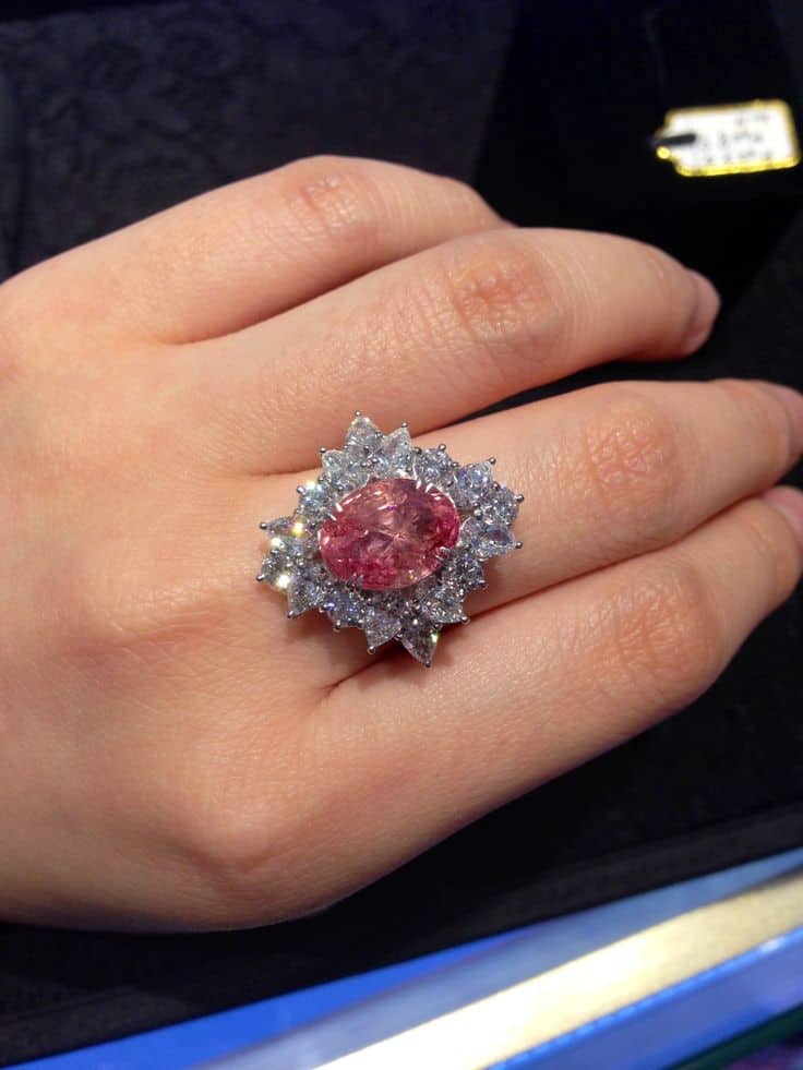 Padparadscha corundum ring