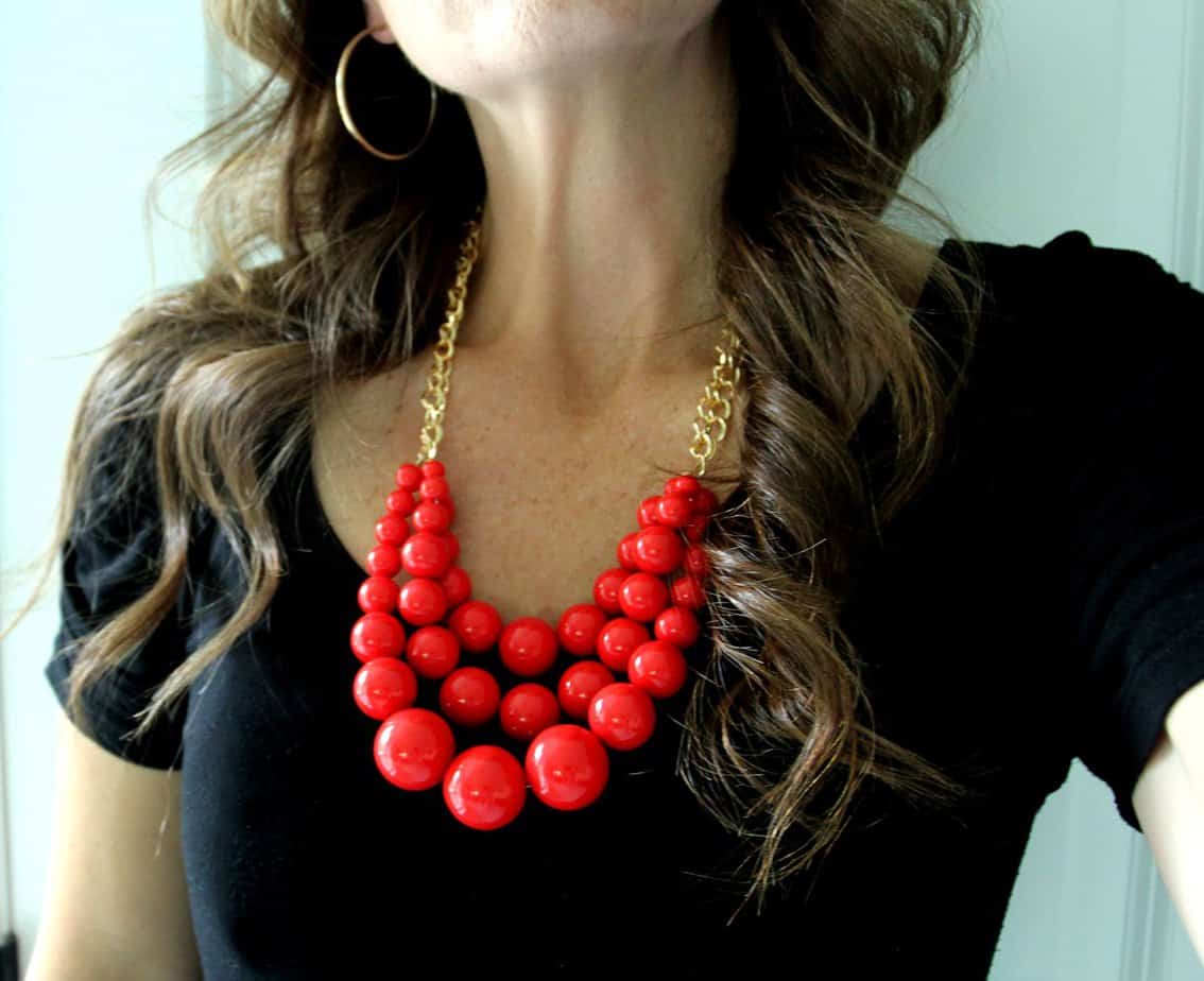 beaded red statement necklace