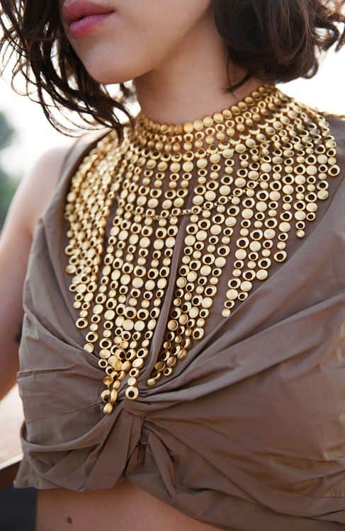 gold boho statement necklace