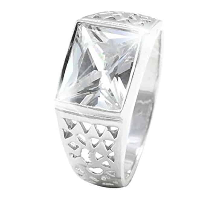 Accent Filigree Design Men Ring Radiant Cut 925 Sterling Silver Choose Color