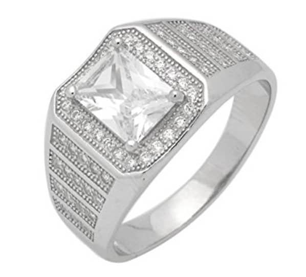 Radiant Cut Cubic Zirconia (CZ) Engagement Rings for Men