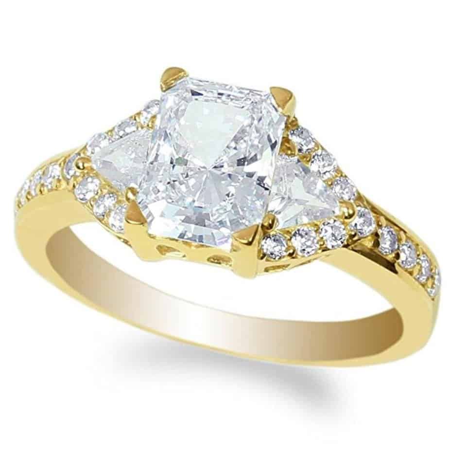 JamesJenny Ladies 10K Yellow Gold 1.8ct Radiant CZ Beautiful Engagement Solitaire Ring