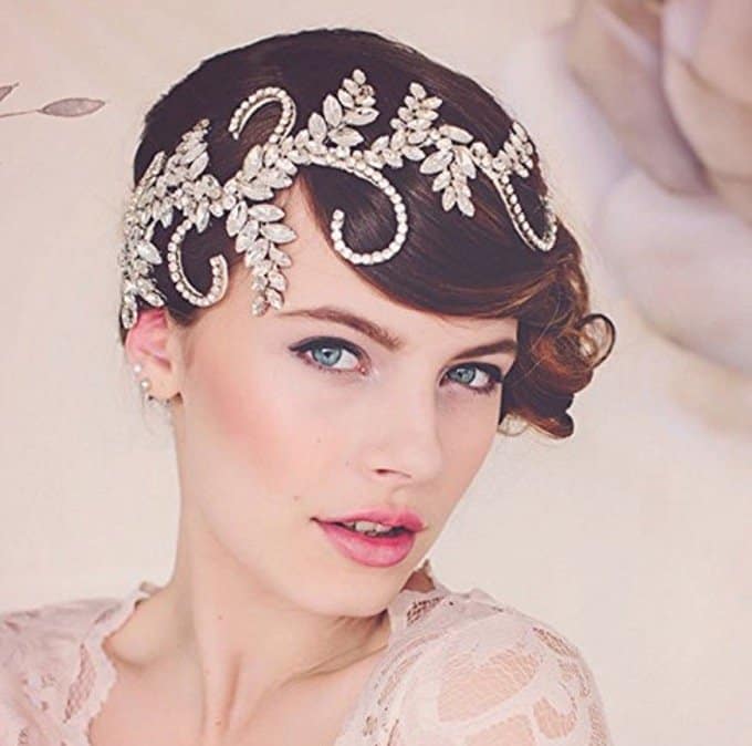 Venusvi Wedding Headbands for Bride - Bridal Headpiece with Bead and Rhinestones