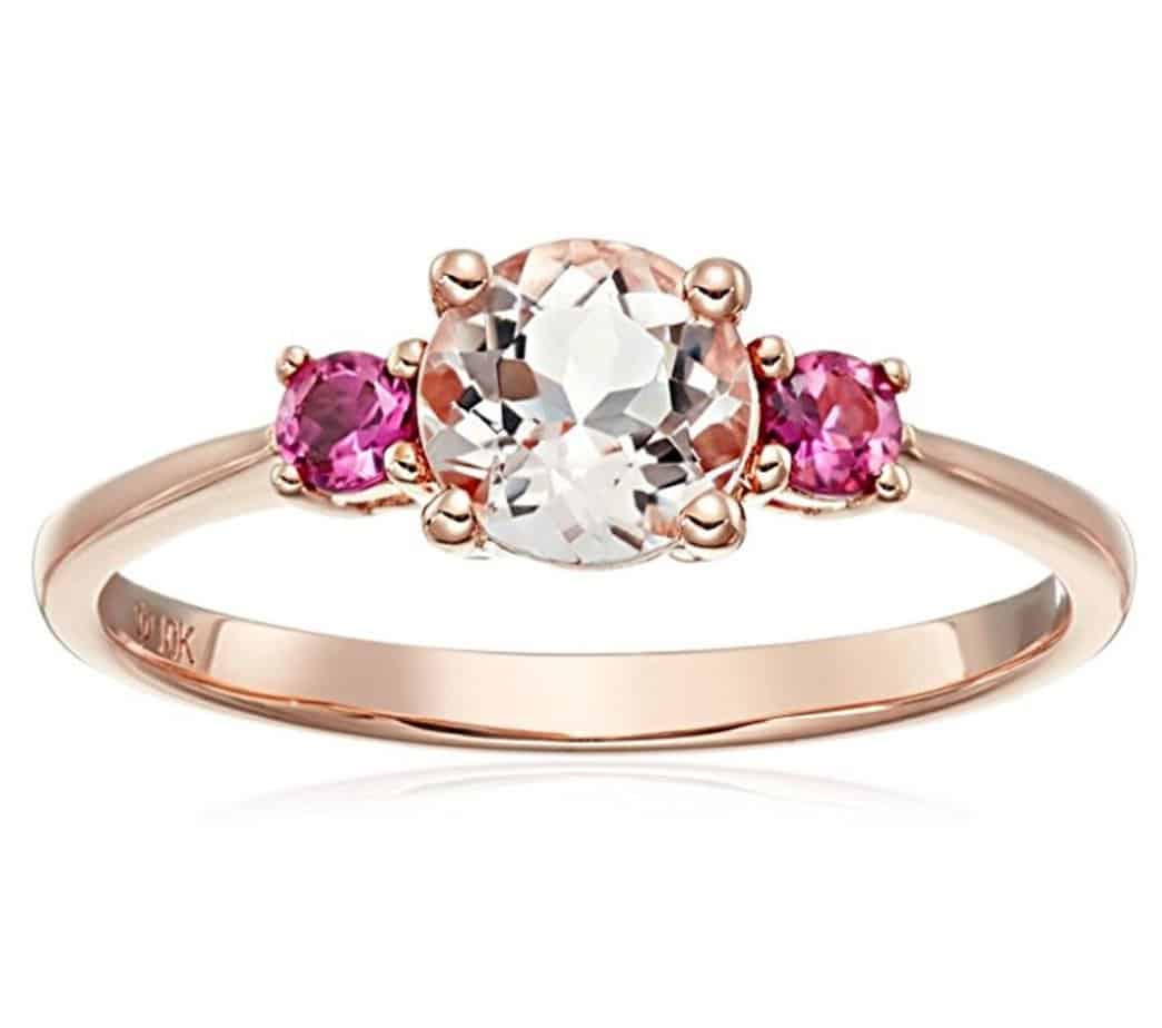 10k Rose Gold Morganite and Pink Tourmaline Solitaire Engagement Ring