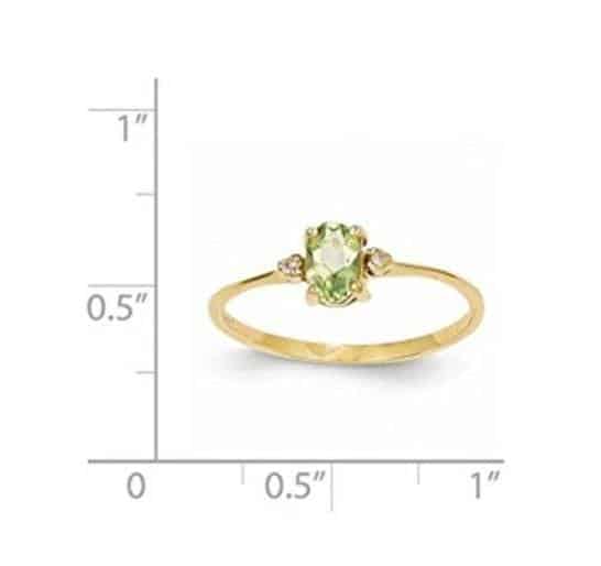 14k Yellow Gold Diamond & 6x4 Oval Peridot Birthstone Ring