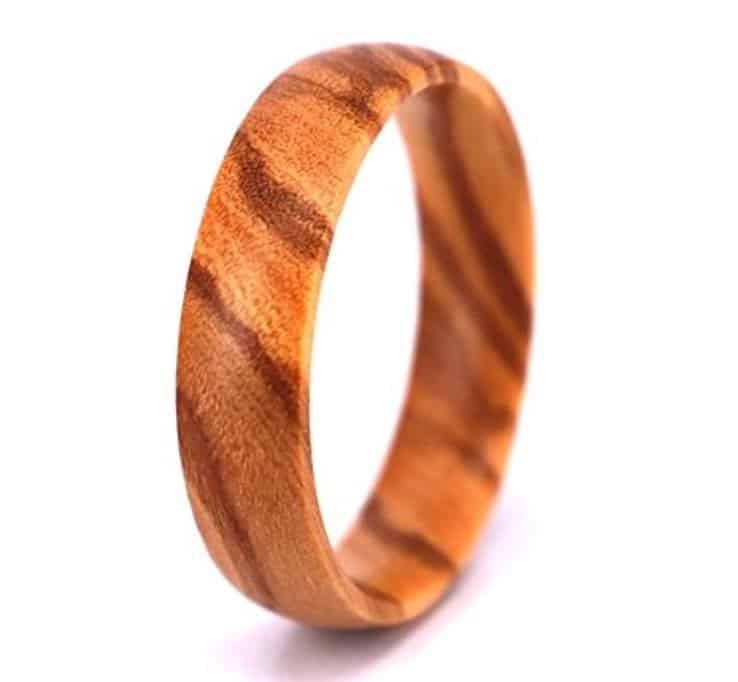 SOLEED Rings Wooden Wedding Band For Men and Women, 6mm Natural Olive Wood Ring, Comfort Fit Design, Domed Top