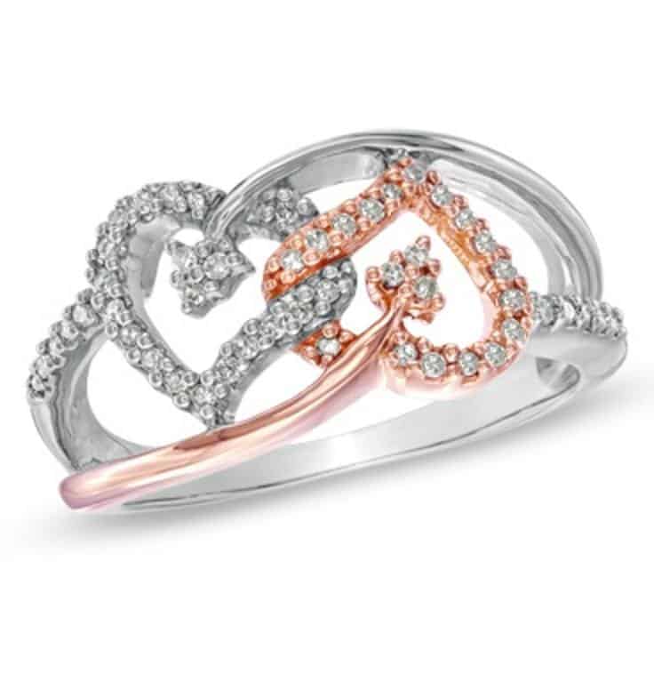 interlocking heart promise rings