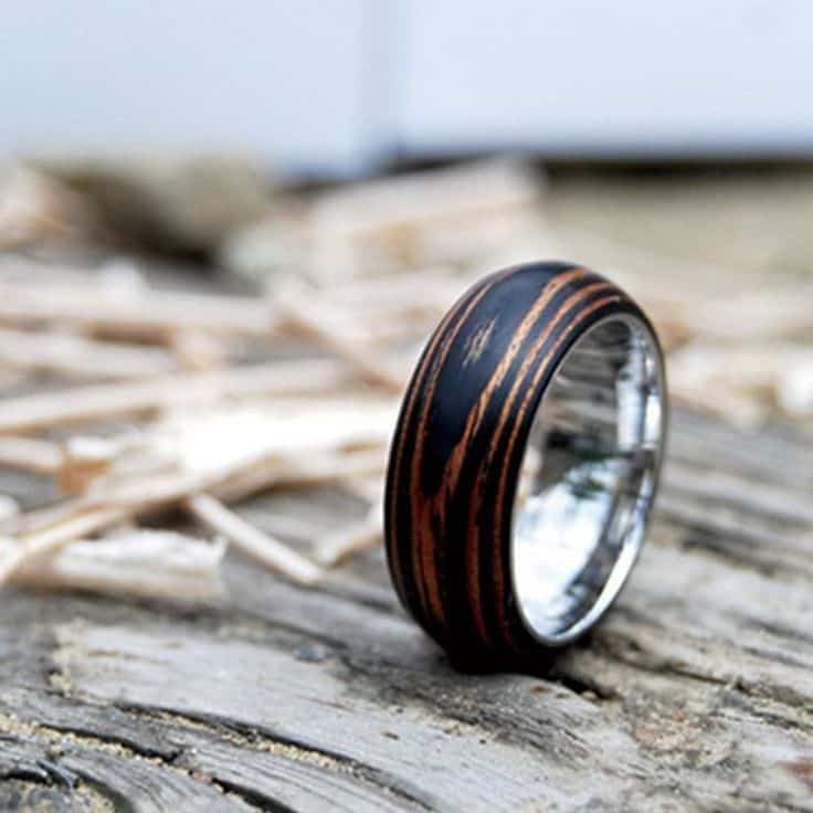 mahogany wooden wedding ring