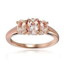 morganite three stone rose gold