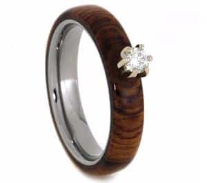 Diamond Solitaire Honduran wooden engagement ring