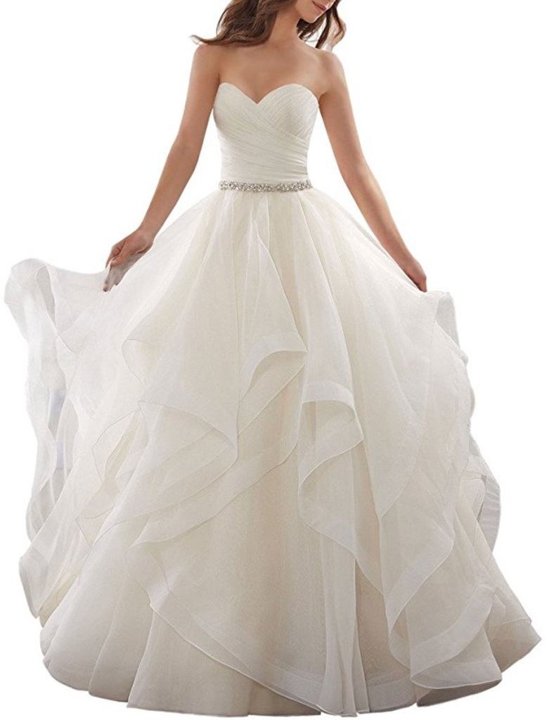 Dressylady Timeless Sweetheart Ruched Organza Ball Gown Wedding Dress review