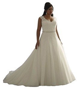 EnjoyBuys Women's Clasic Aplliques A Line Wedding Dresses Bridal Gown Plus Size