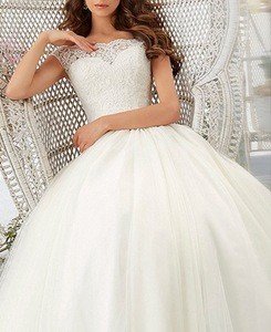 Firose Simple Long A-Line Cap Sleeve Train Lace Wedding Dresses Elegant Prom Dress review