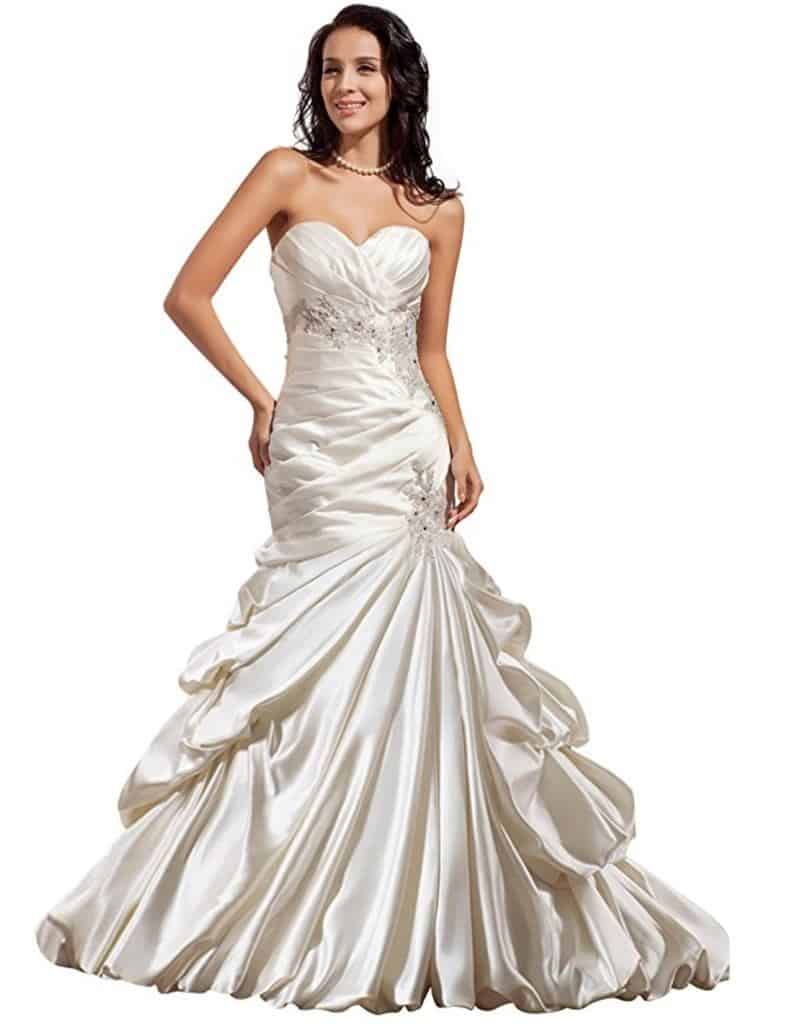 GEORGE BRIDE Luxury Mermaid:Trumpet Satin Chapel Train Wedding Dress