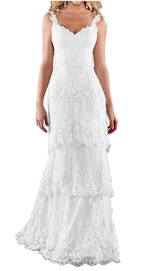 MILANO BRIDE Romantic Beach Wedding Dress Sweetheart Backless Sheath Floral Lace review