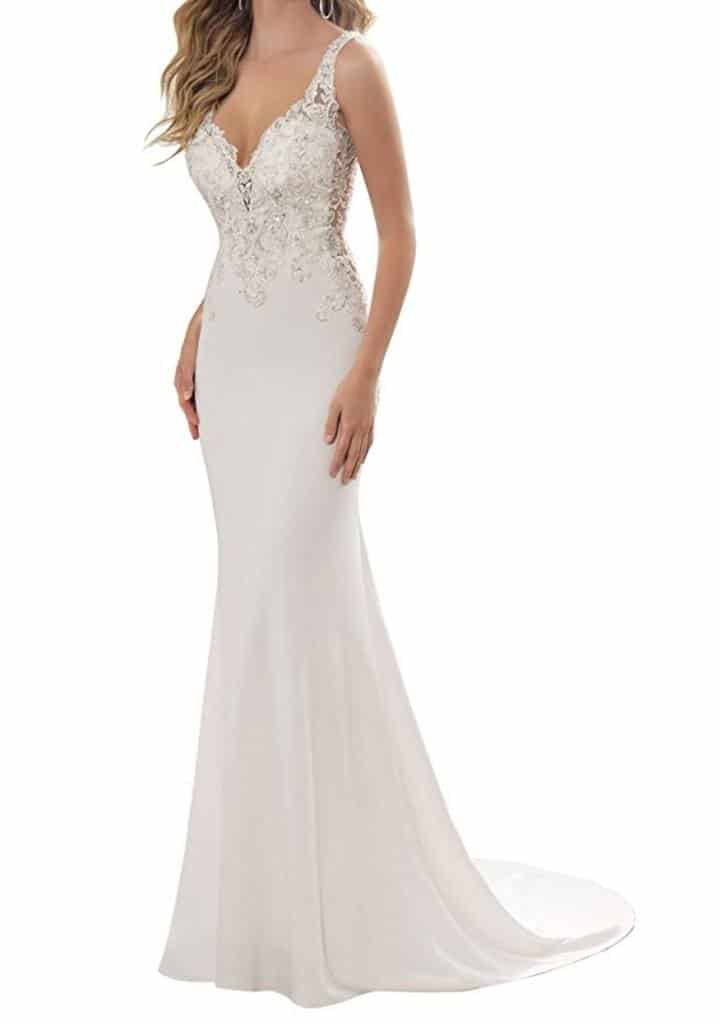 Mella Sheath V-neck Sleeveless Wedding Dresses for Bride 2017 review