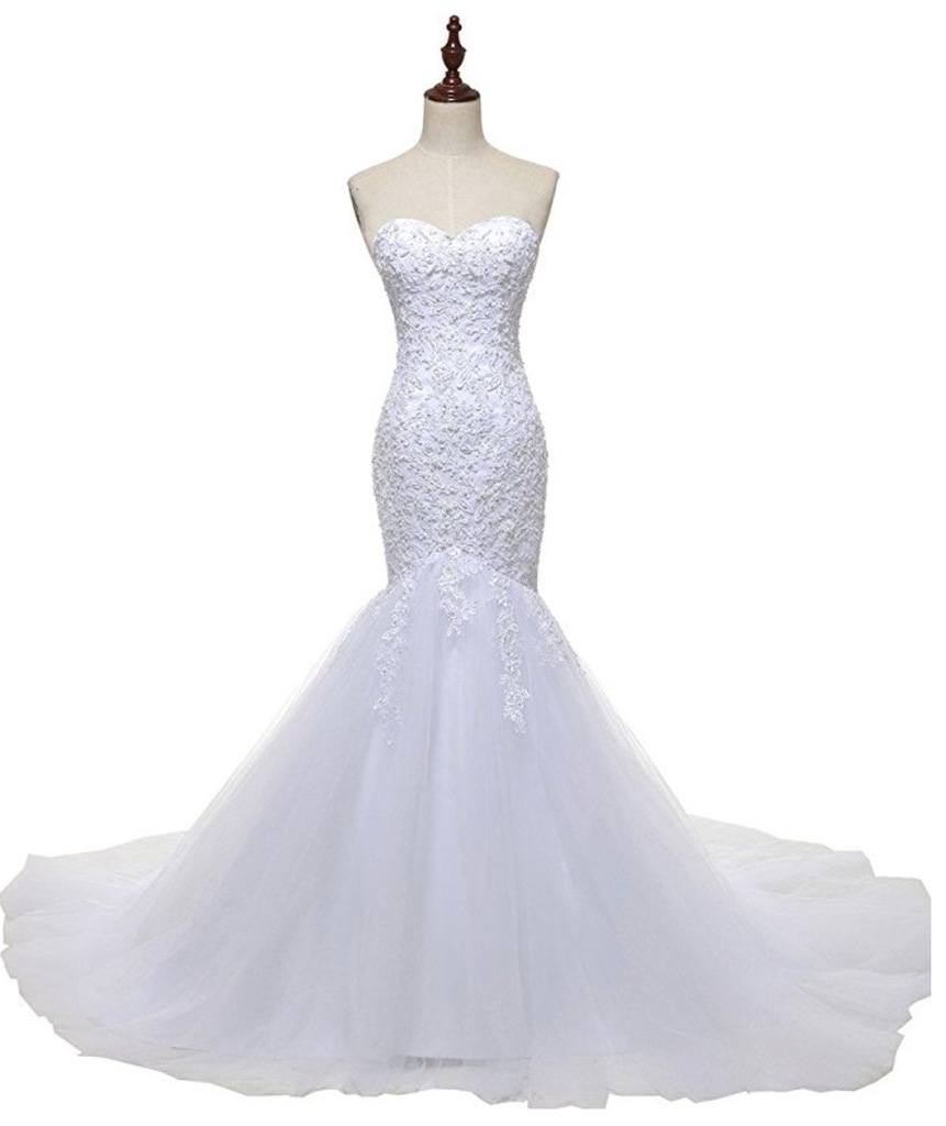 Solovedress Women's Tulle Lace Wedding Dress 2016 Mermaid Sweetheart Bridal Gown