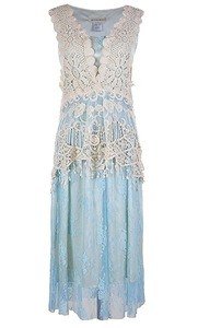 Anna-Kaci Womens Vintage Floral Embroidery Detail Lace Ruffle Gatsby 1920s Dress