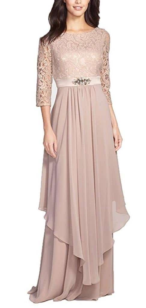 Fancygowns Women's Long Chiffon Mother Of The Bride Evening Dress With Sleeve