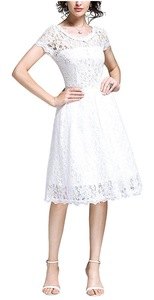 OWIN Women's Retro Floral Lace Cap Sleeve Vintage Swing Bridesmaid Dress