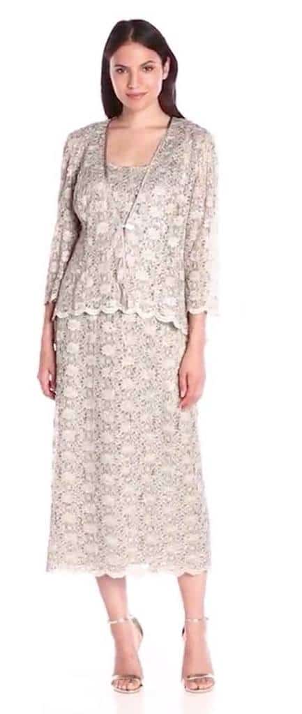 R&M Richards Women's 2 Piece Lace Swing Jacket Dress