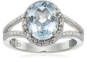 created aquamarine gemstone with diamond halo