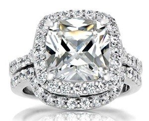 cushion cut CZ wedding set halo