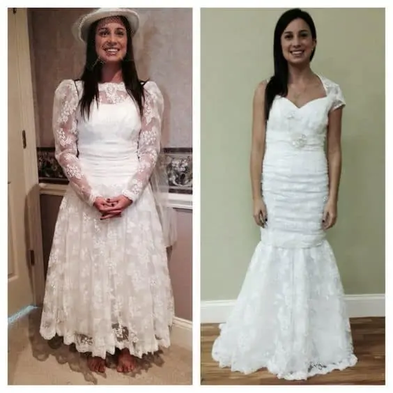 wedding dress frill removal