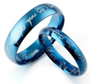 blue titanium couples promise ring