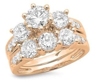 bridal ring sets - three diamond bridal set