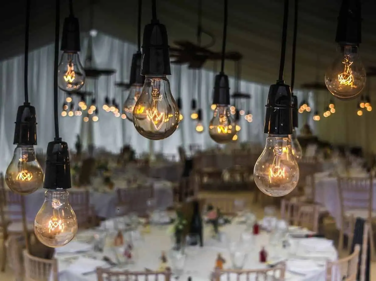 backyard bridal shower - lights