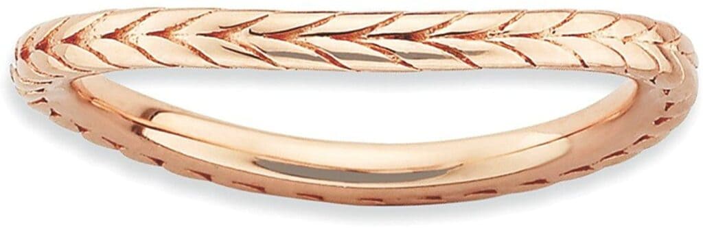 1.5mm Stackable 14K Rose Gold Plated Silver Curved Wheat Band