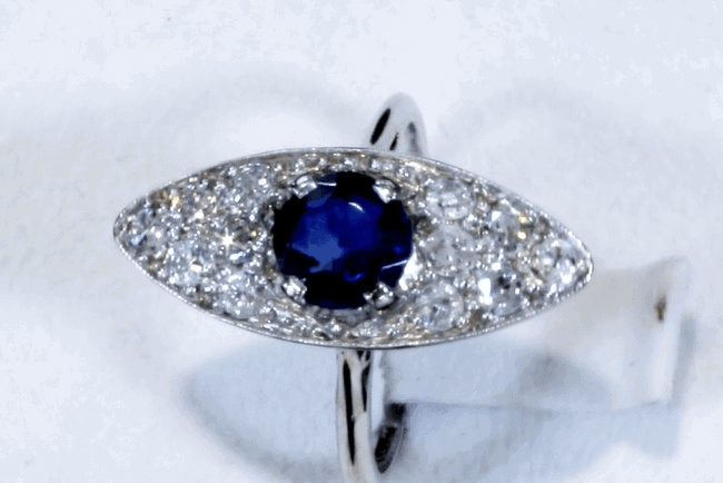 white and blue sapphire ring