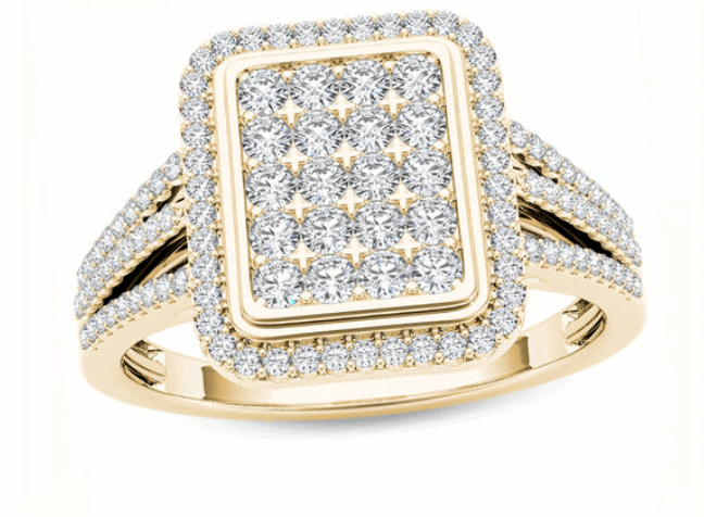 Composite Diamond Rectangle Frame Split Shank Ring