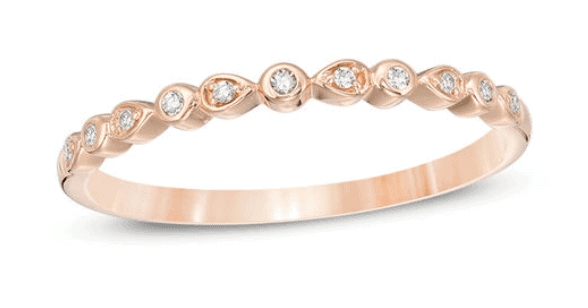 1/20 CT. T.W. Diamond Alternating Stackable Band in 10K Rose Gold