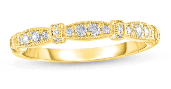 1/5 CT. T.W. Diamond Alternating Collar Vintage-Style Stackable Band in 14K Gold