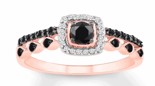 Black/White Diamond Promise Ring 3/8 ct TW 10K Rose Gold