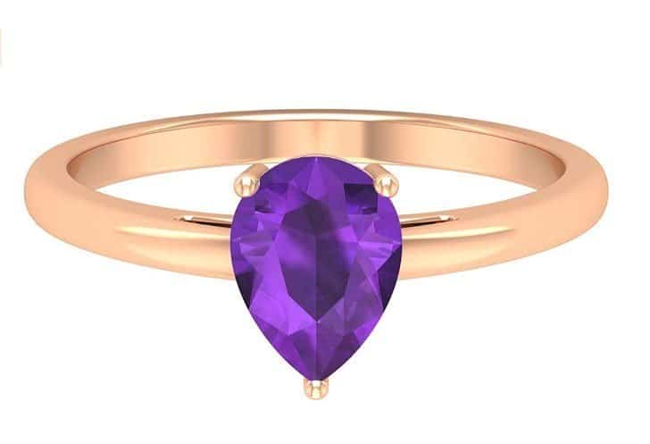 raw amethyst engagement ring