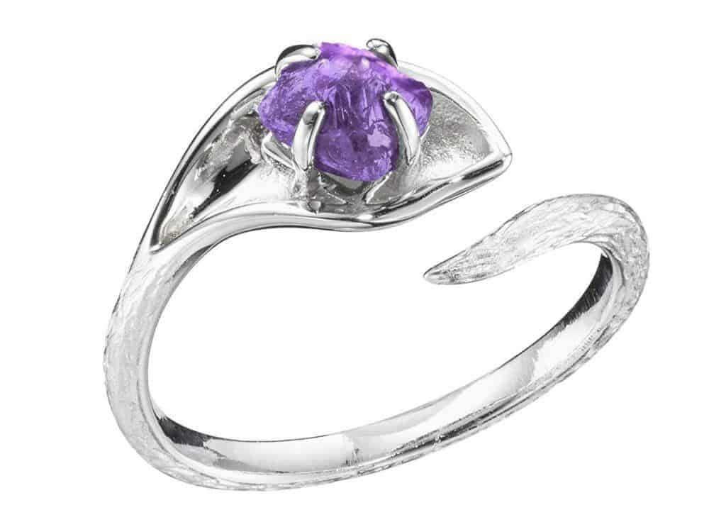 raw amethyst engagement ring