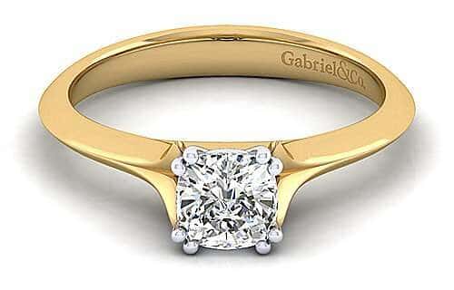 Gold Cushion Cut Engagement Ring