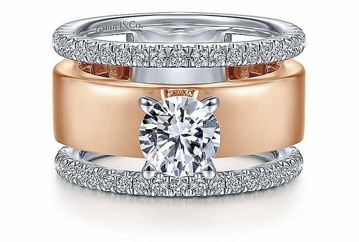 White-Rose Gold Round Diamond Engagement Ring