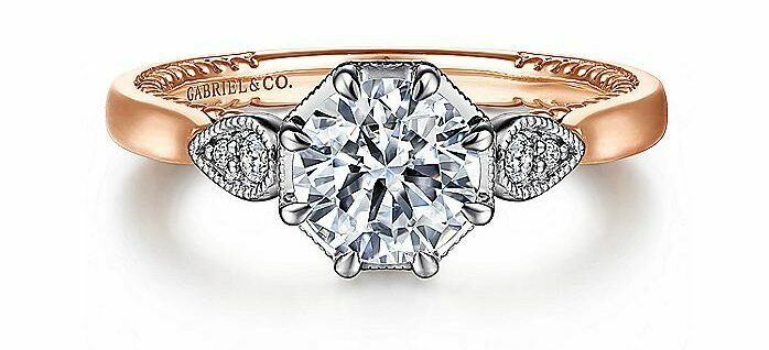 Art Deco 14K White-Rose Gold Diamond Engagement Ring