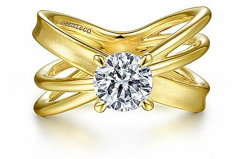 14K Yellow Gold Split Shank Diamond Engagement Ring