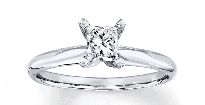 Diamond Solitaire Ring Princess-cut 14K White Gold