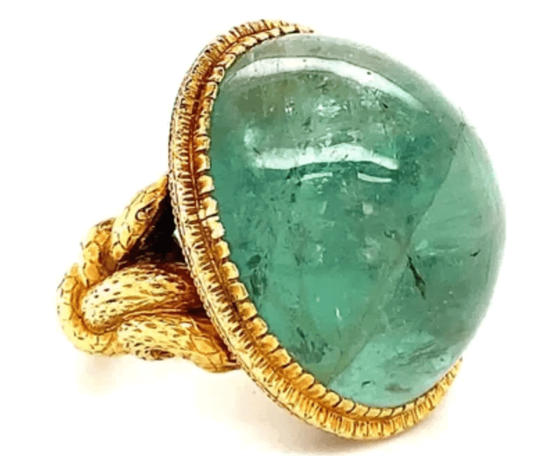 Vintage Emerald Gold Cocktail Ring