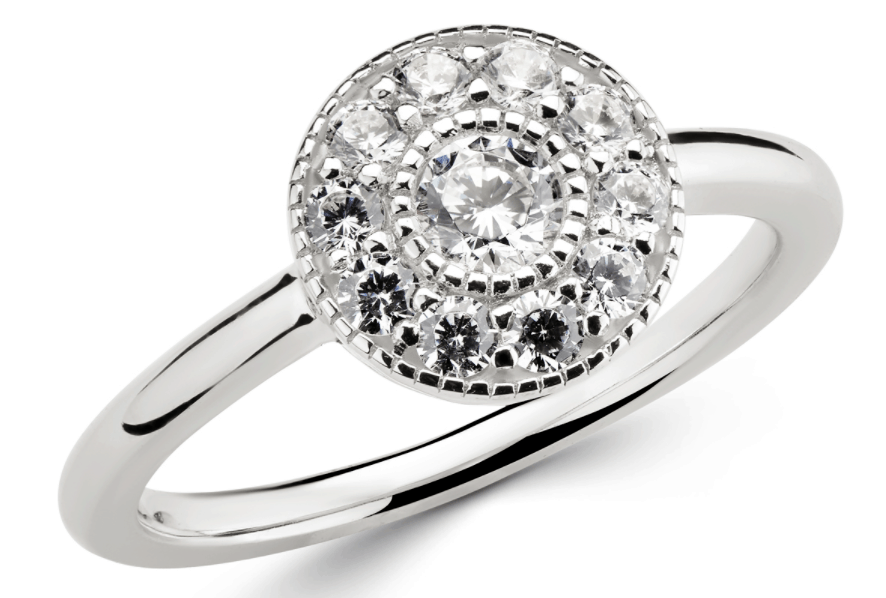 White Gold Milgrain Halo Ring