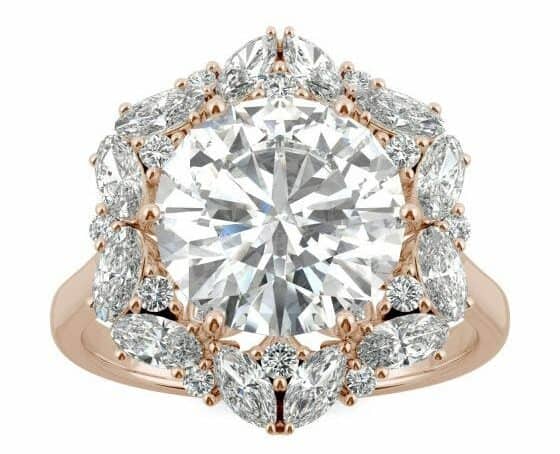 Forever One Moissanite Halo Ring in 18K Rose Gold