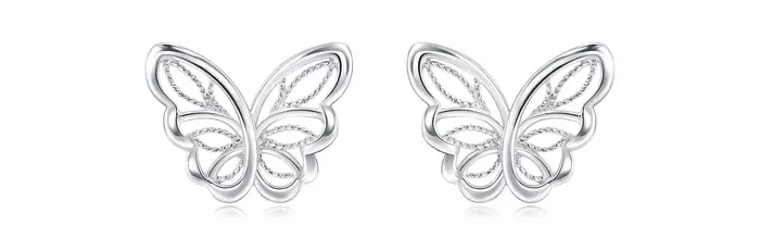 Lace Butterfly 950 Platinum Earrings