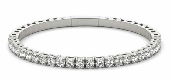 4.16 CTW Round Forever One Moissanite Flexible Bangle 14K White Gold