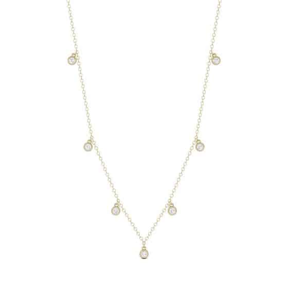 0.16 CTW Round Forever One Moissanite Necklace in 14K Yellow Gold